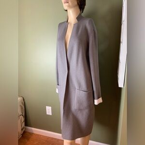 D. Exterior grey sweater coat size large
